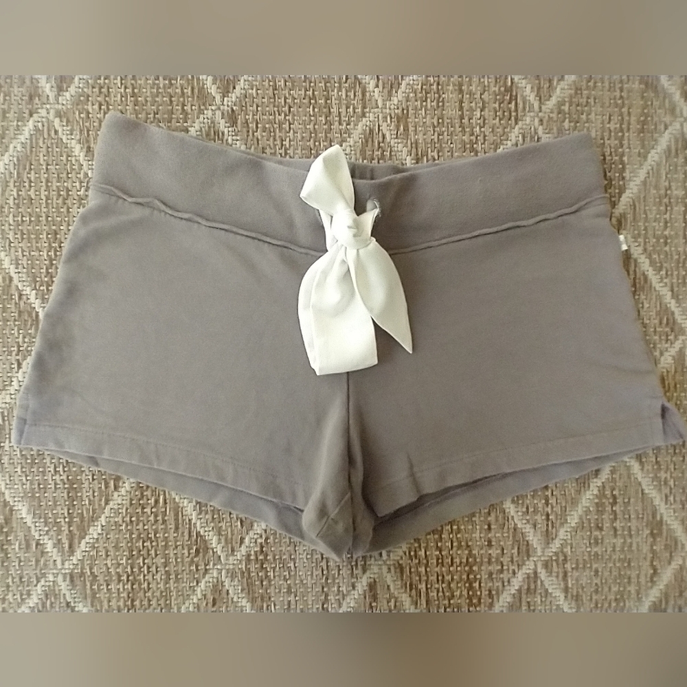 Low Rise Short Shorts Yoga/ Athletic Adjustable White Satin Bow - Picture 7 of 16